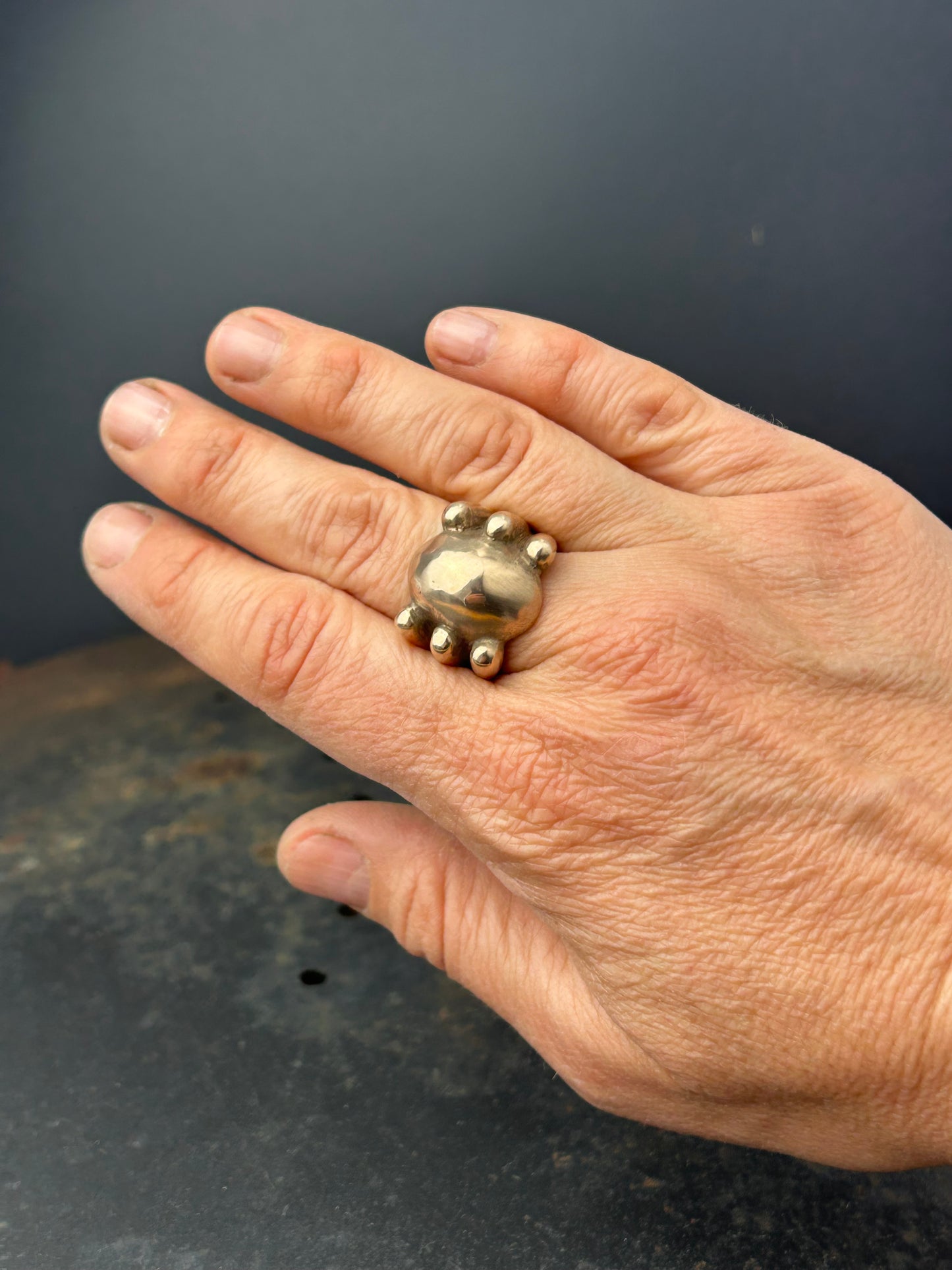 Oval Statement Ring Framed by 6 Circles
