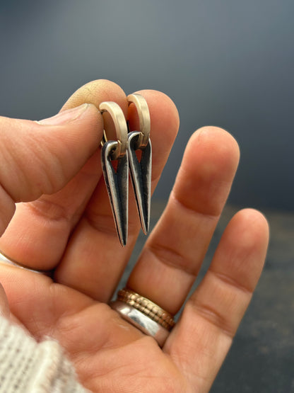 Bronze Huggie Hopps with Sterling Silver Spikes