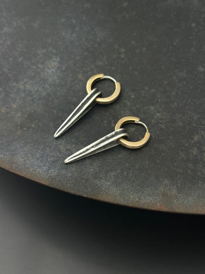 Bronze Huggie Hopps with Sterling Silver Spikes