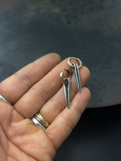 Bronze Huggie Hopps with Sterling Silver Spikes