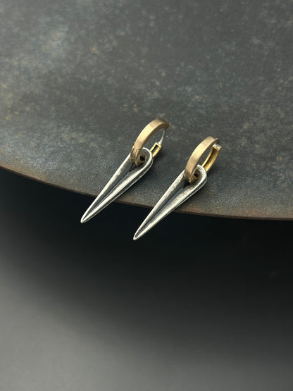 Bronze Huggie Hopps with Sterling Silver Spikes