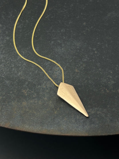 Bronze Shield Necklace with Gold Filled Chain