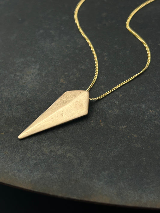 Bronze Shield Necklace with Gold Filled Chain