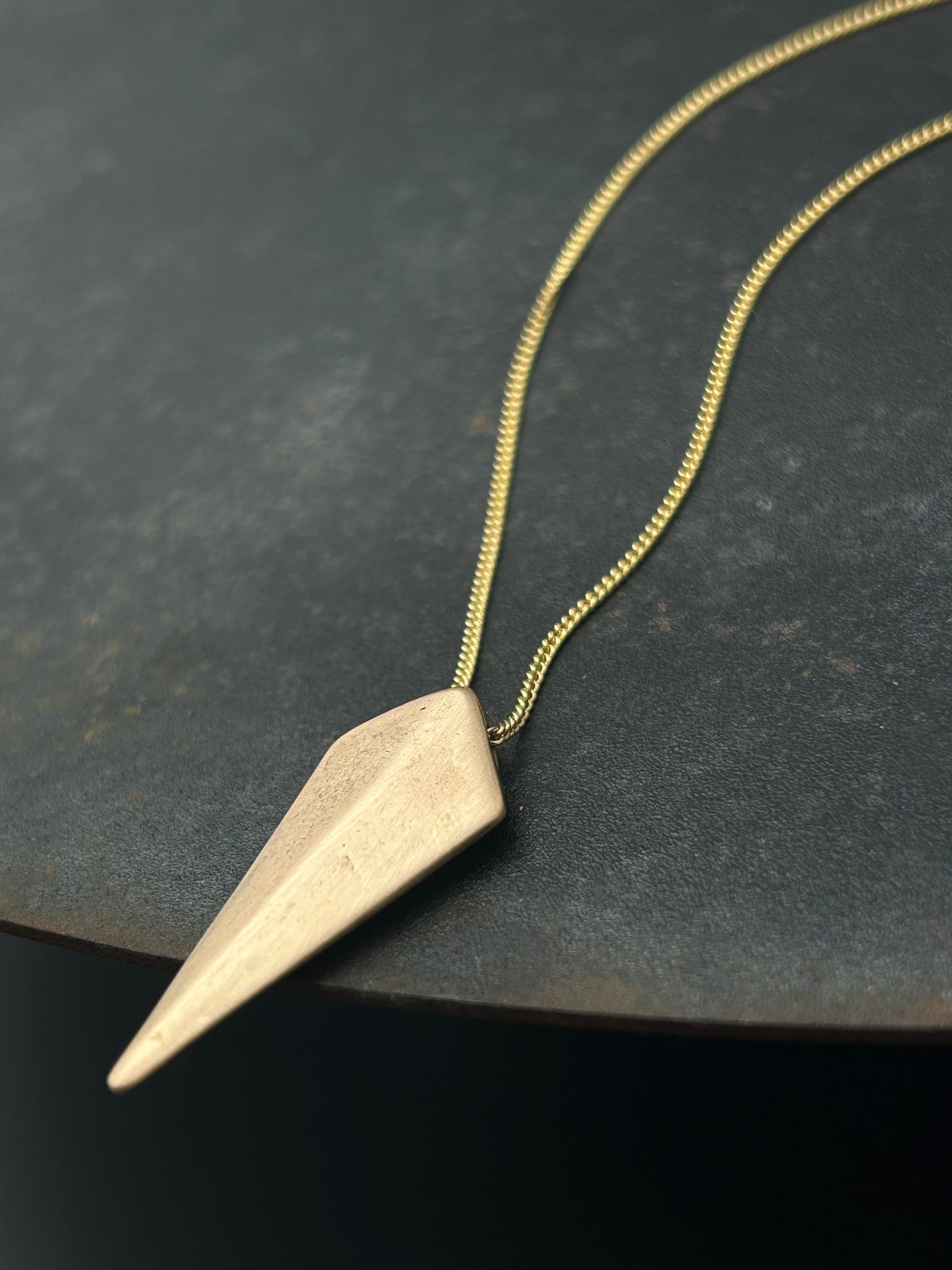 Bronze Shield Necklace with Gold Filled Chain