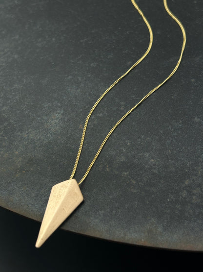 Bronze Shield Necklace with Gold Filled Chain