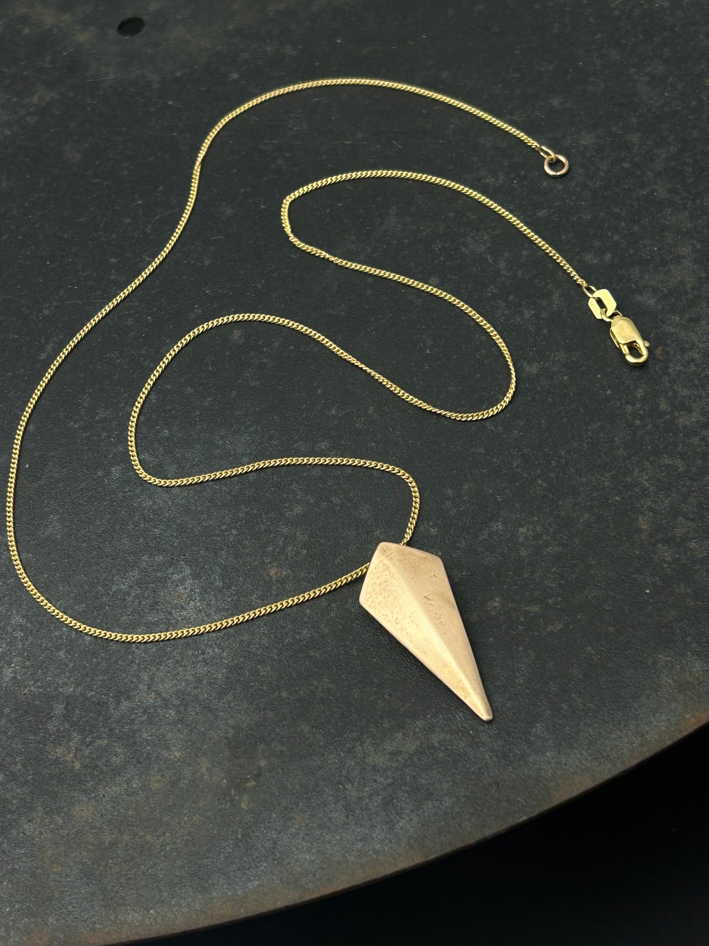 Bronze Shield Necklace with Gold Filled Chain