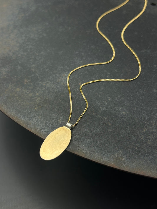 Brass Oval Necklace with Gold Filled Chain