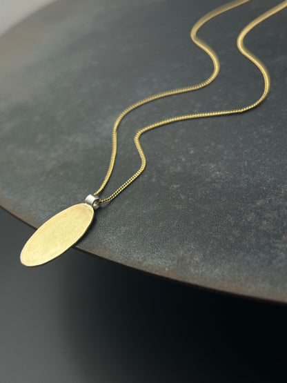 Brass Oval Necklace with Gold Filled Chain