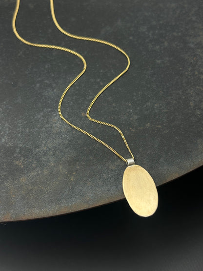 Brass Oval Necklace with Gold Filled Chain