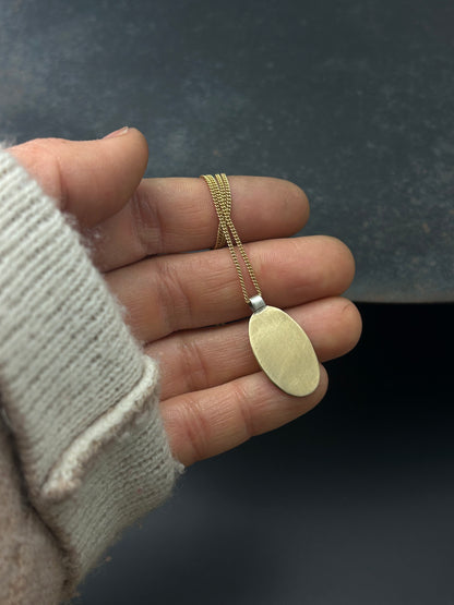 Brass Oval Necklace with Gold Filled Chain