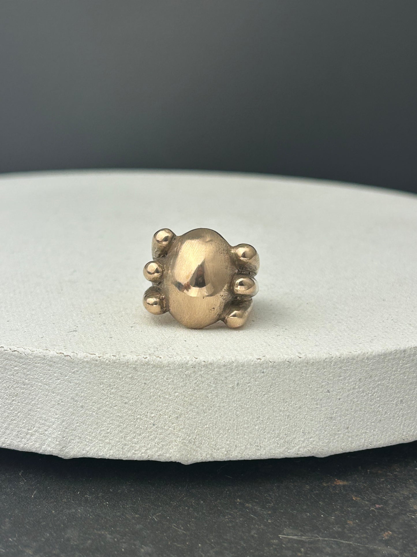 Oval Statement Ring Framed by 6 Circles