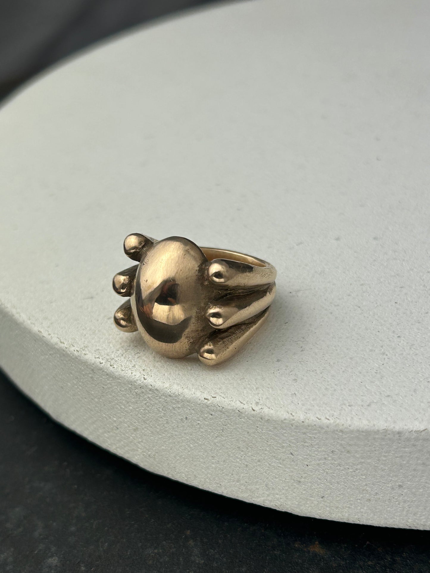 Oval Statement Ring Framed by 6 Circles