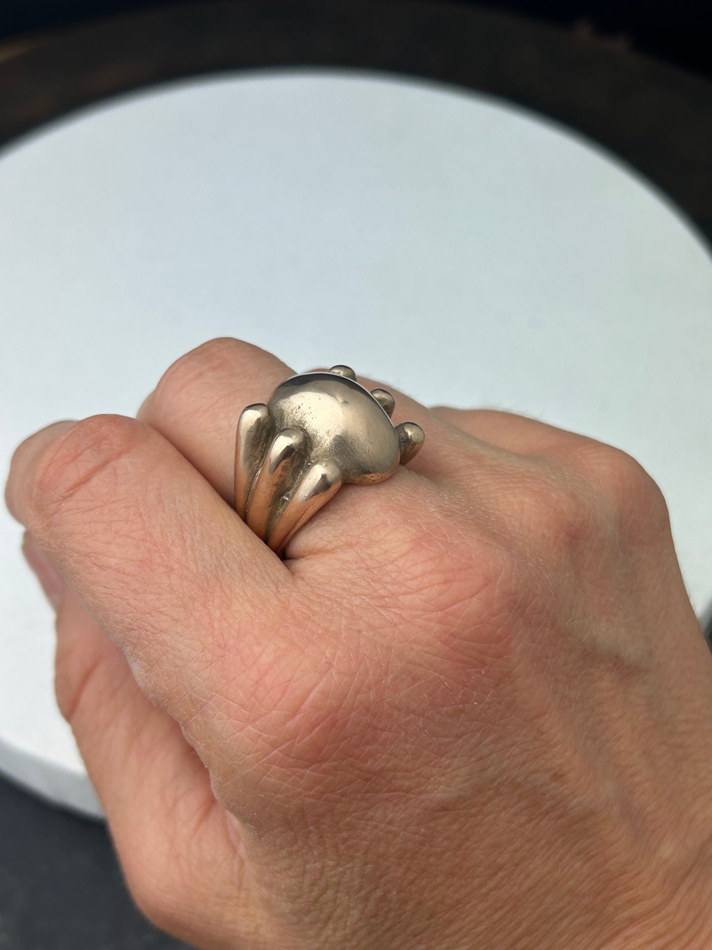 Oval Statement Ring Framed by 6 Circles