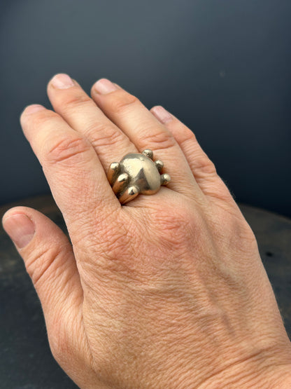 Oval Statement Ring Framed by 6 Circles