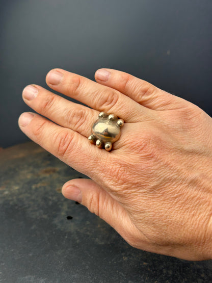 Oval Statement Ring Framed by 6 Circles