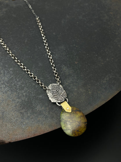 Sterling Silver Fern Necklace with Turquoise Pendant