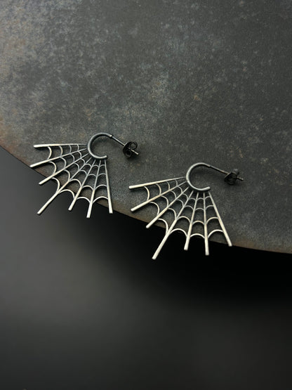 Sterling Silver Spiderweb Hoop Earrings