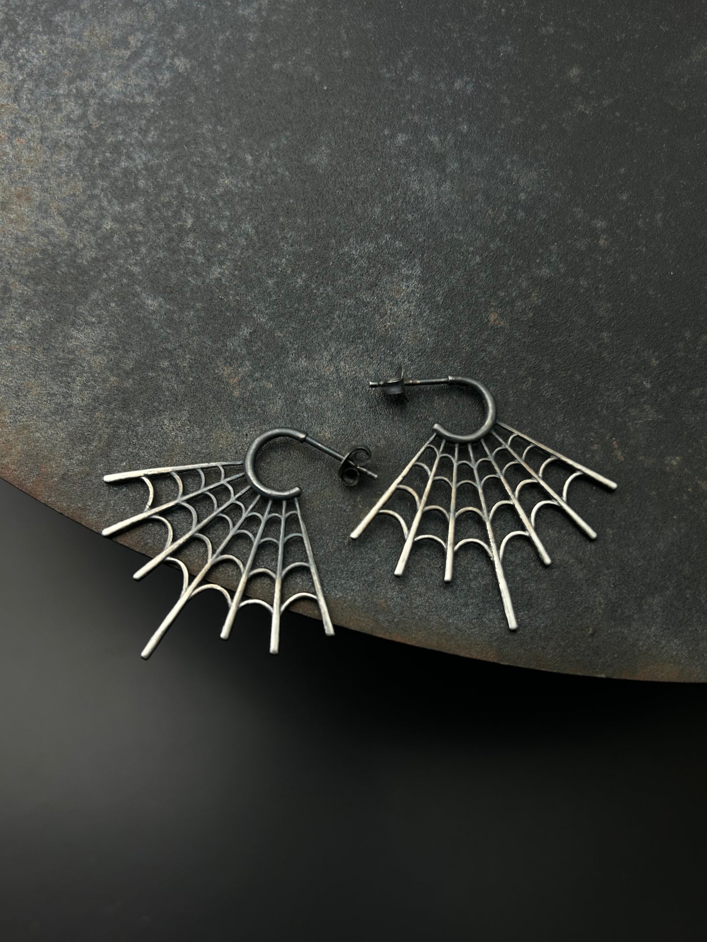 Sterling Silver Spiderweb Hoop Earrings