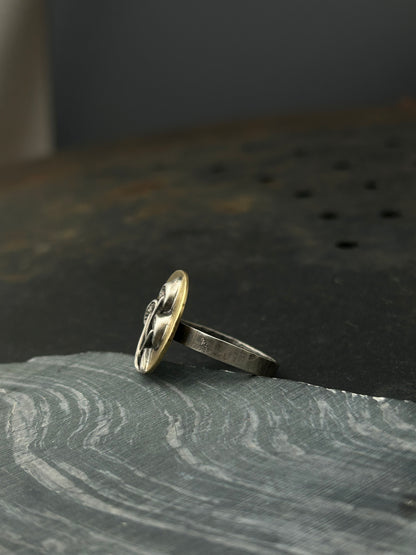 Brass and Silver Mushroom Ring