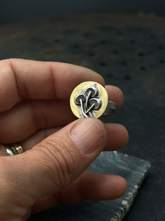 Brass and Silver Mushroom Ring