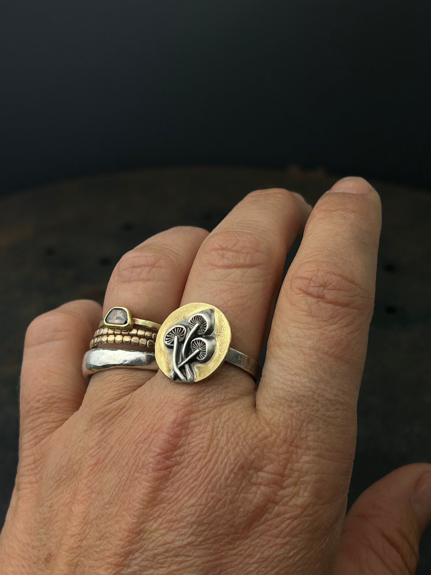 Brass and Silver Mushroom Ring