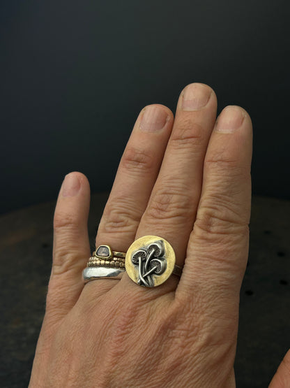 Brass and Silver Mushroom Ring