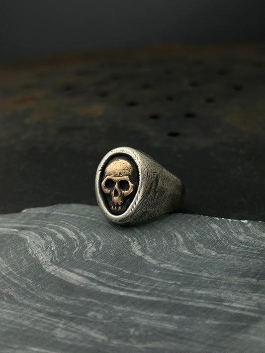 Mixed Metal Memento Mori Ring