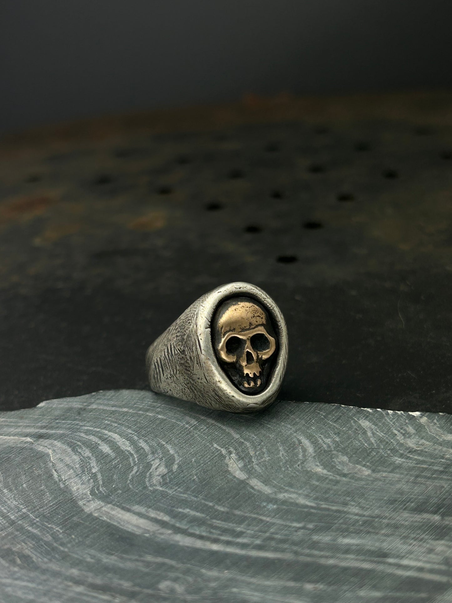 Mixed Metal Memento Mori Ring