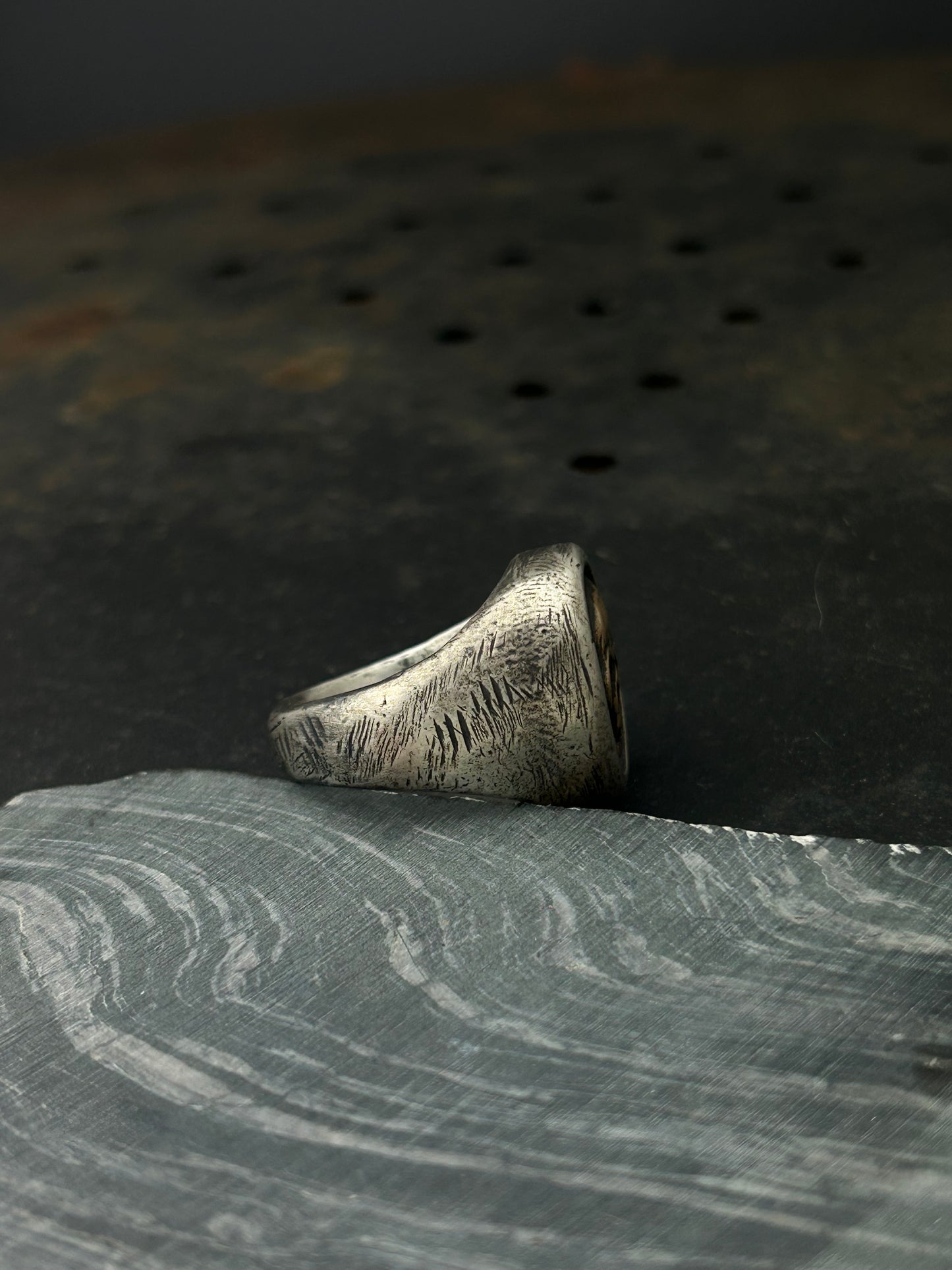 Mixed Metal Memento Mori Ring