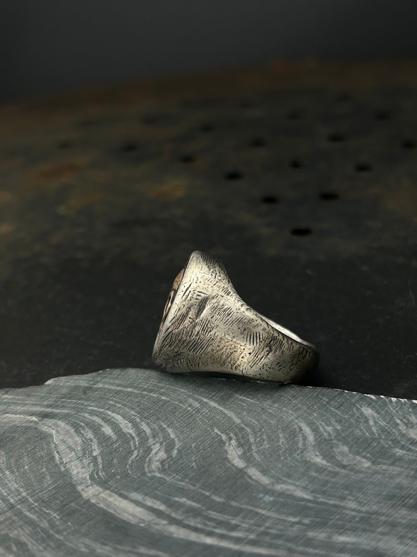 Mixed Metal Memento Mori Ring