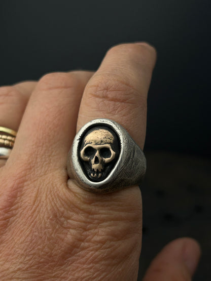 Mixed Metal Memento Mori Ring