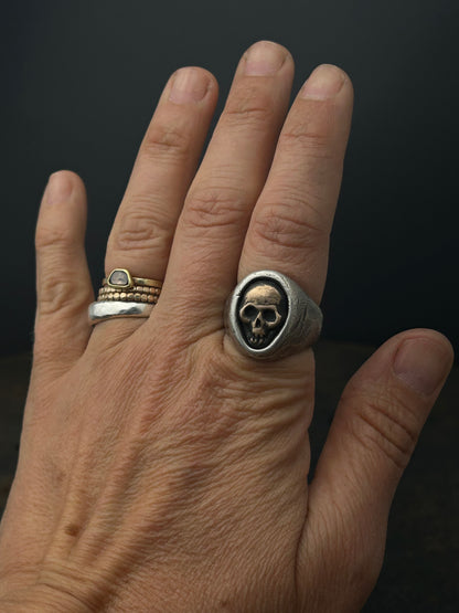 Mixed Metal Memento Mori Ring