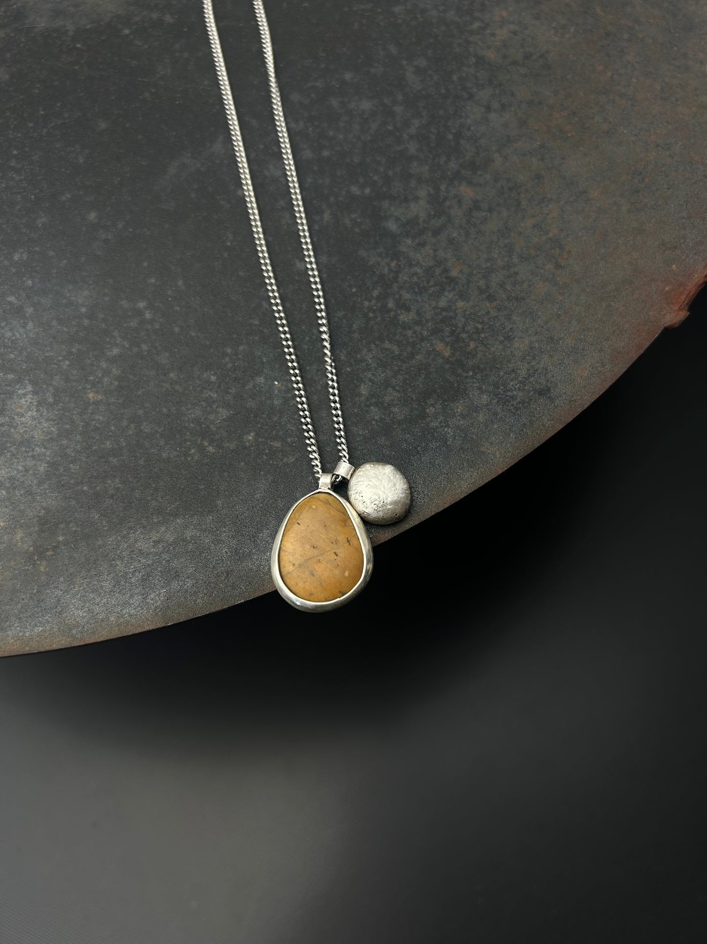 Ochre Beach Pebble Necklace with Sterling Silver Nugget