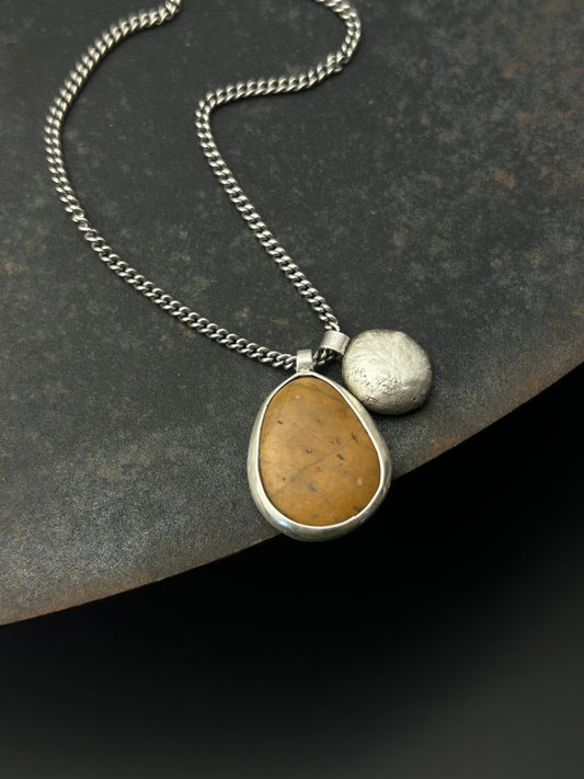 Ochre Beach Pebble Necklace with Sterling Silver Nugget