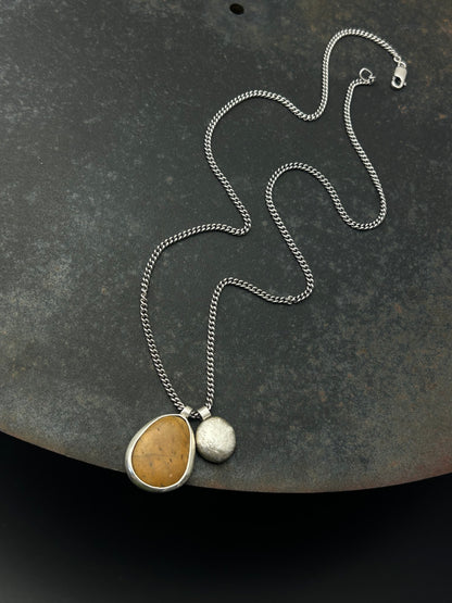 Ochre Beach Pebble Necklace with Sterling Silver Nugget