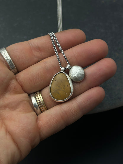 Ochre Beach Pebble Necklace with Sterling Silver Nugget