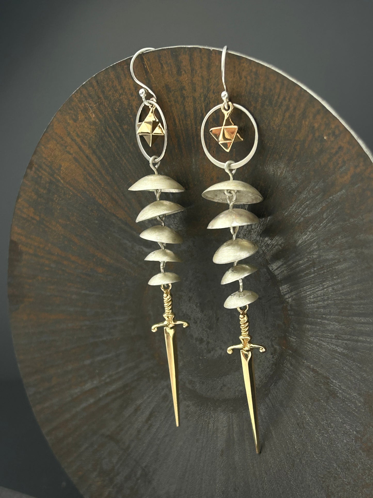 Merkaba Sacred Geometry Earrings with Swords