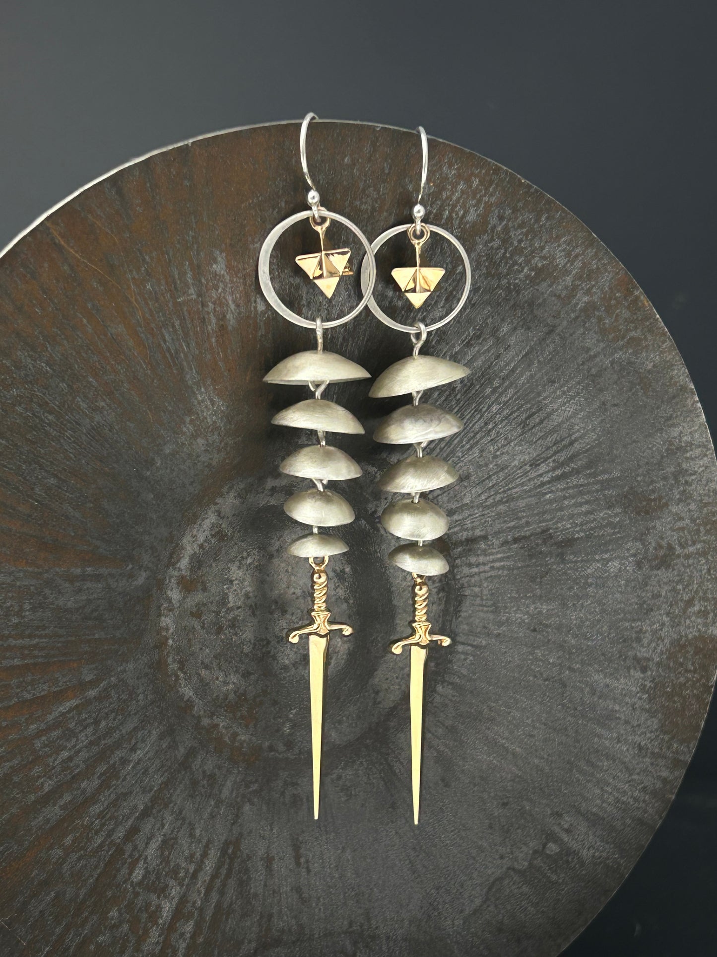 Merkaba Sacred Geometry Earrings with Swords