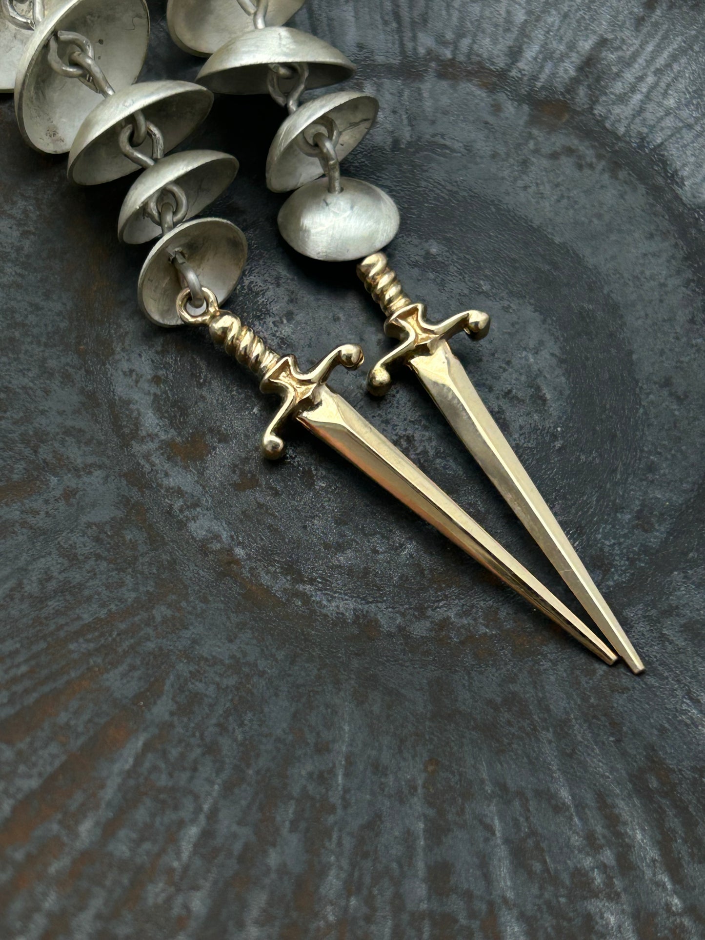 Merkaba Sacred Geometry Earrings with Swords