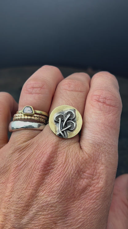 Brass and Silver Mushroom Ring