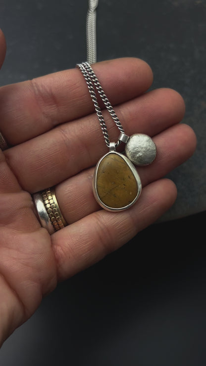 Ochre Beach Pebble Necklace with Sterling Silver Nugget