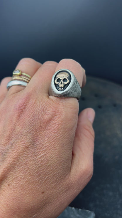 Mixed Metal Memento Mori Ring